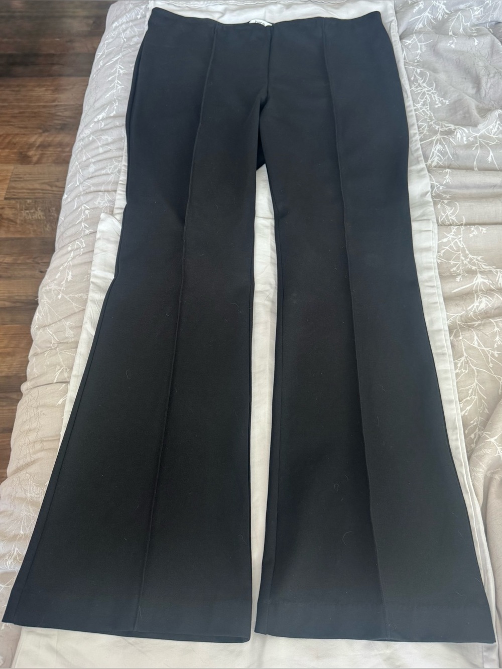 Bar IIl Pintuck Flare Dress Pants Black Stretch Pull-On XL